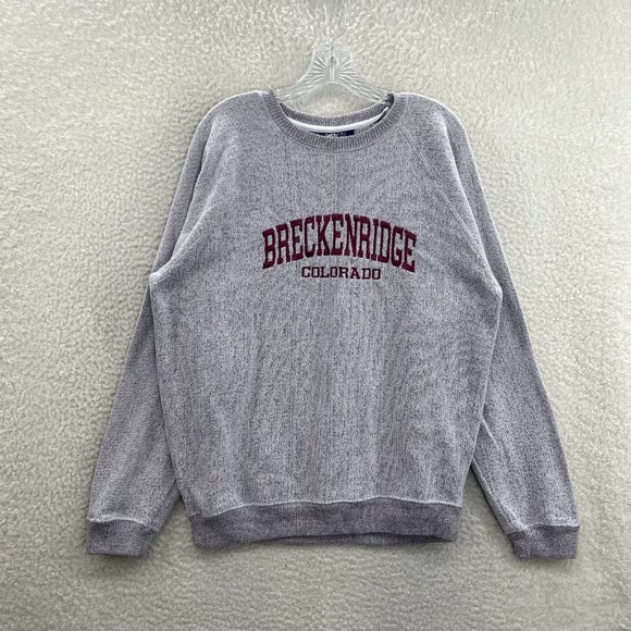 Basix of America Tops - Basix of America Knit Breckenridge Colorado Embroidered Spellout Sweatshirt L